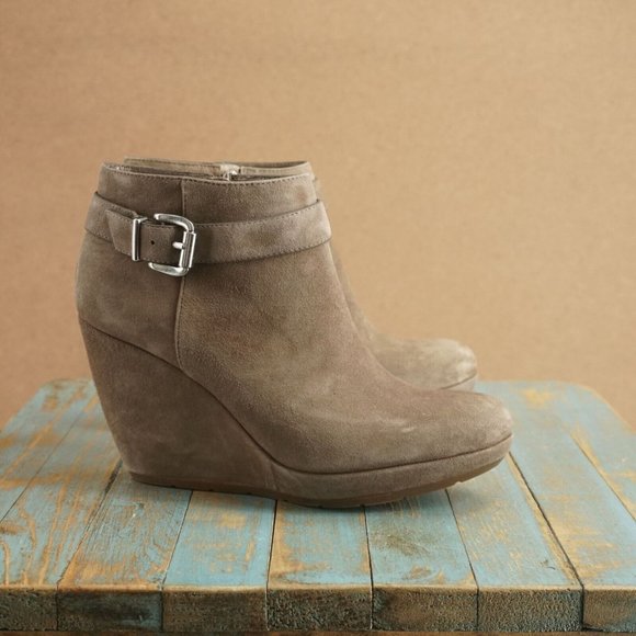 Geox Brown Suede Ankle Booties with Buckle - Picture 1 of 11